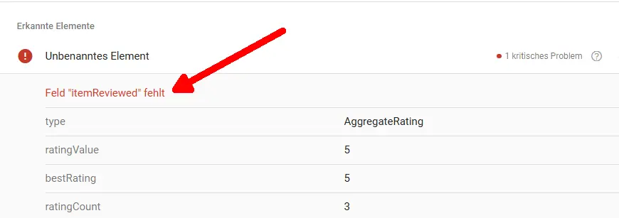 Joomla - Google Search Console Fehler - Feld "itemReviewed" fehlt