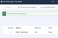 Bewertung Plugin deaktiviert