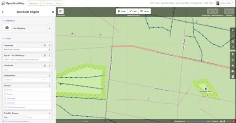 OpenStreetmap Bearbeitungsbildschirm